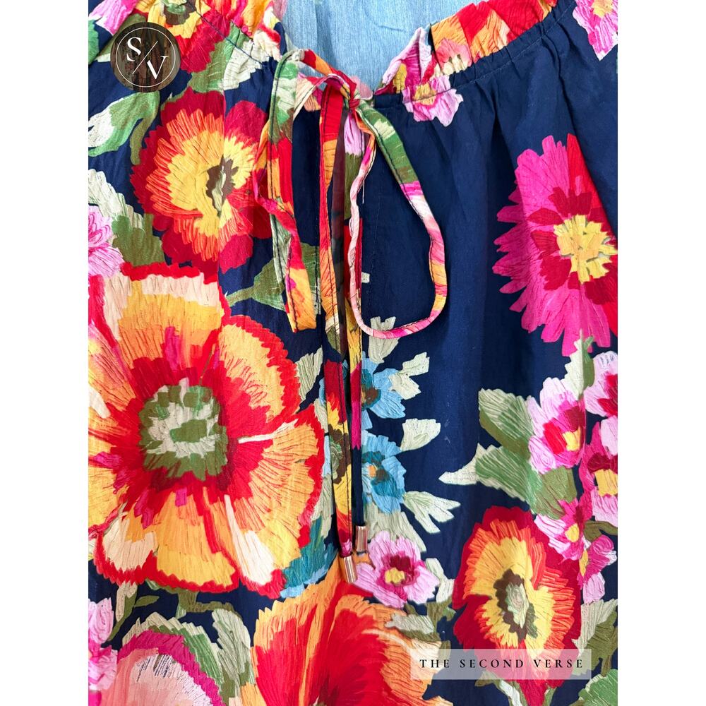 Oddi Long Sleeve Floral Printed Boho Flowy Peasant Top Blouse Size XL - Picture 4 of 13